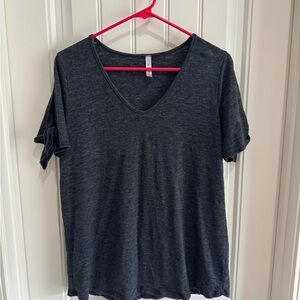 Classic Grey V-Neck Women's Top